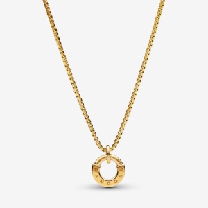 Gold Pandora Signature I-D Collier Pendant Necklaces | 298-HIVGRQ