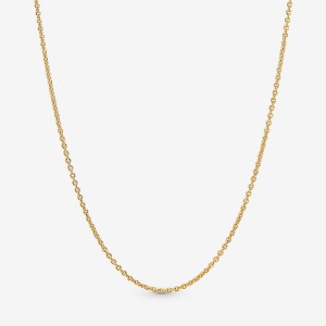Gold Plated Pandora Classic Cable Chain Necklaces | 324-RVWJHM