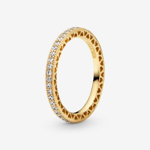 Gold Plated Pandora Sparkle Band Rings | 837-AYIBEF