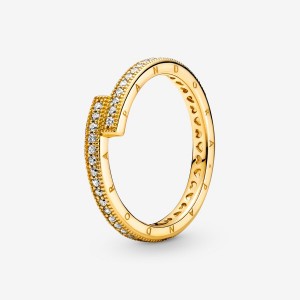 Gold Plated Pandora Sparkling Overlapping Stackable Rings | 463-WLDZTV