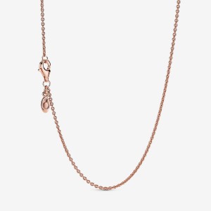 Rose Gold Plated Pandora Classic Cable Chain Necklaces | 137-CKGTEQ