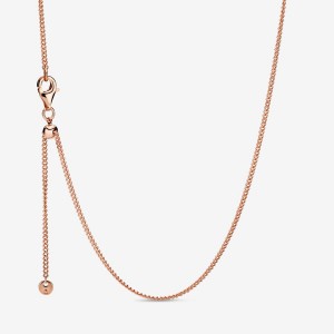 Rose Gold Plated Pandora Curb Chain Necklaces | 036-FKTSIJ