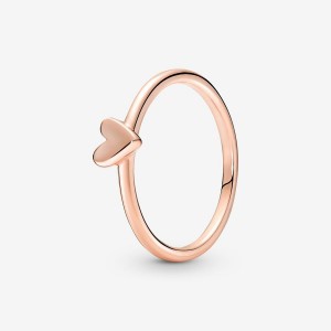Rose Gold Plated Pandora Freehand Heart & Promise Rings | 804-FKXBWM