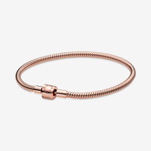 Rose Gold Plated Pandora Moments Barrel Clasp Snake Charm Holders | 205-RCMPEO