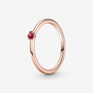 Rose Gold Plated Pandora Red Solitaire Halo & Solitaire Rings | 562-CPGSNQ