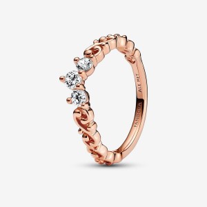 Rose Gold Plated Pandora Regal Swirl Tiara Heart & Promise Rings | 931-LMTSVH