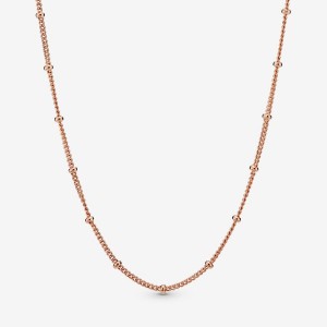 Rose Gold-plated Pandora Beaded Chain Necklaces | 210-KCHVFN