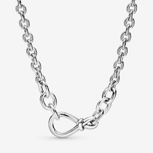 Sterling Silver Pandora Chunky Infinity Knot Pendant Necklaces | 408-KHMPLW
