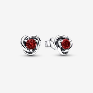 Sterling Silver Pandora January Red Eternity Circles Stud Earrings | 630-SPBDWT