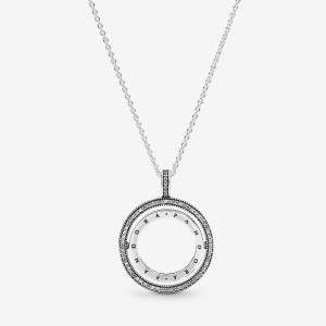 Sterling Silver Pandora Logo Circle Chain Necklaces | 208-QKYLSW