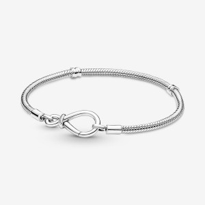 Sterling Silver Pandora Moments Infinity Knot Snake Charm Bracelets | 830-TFIGXN