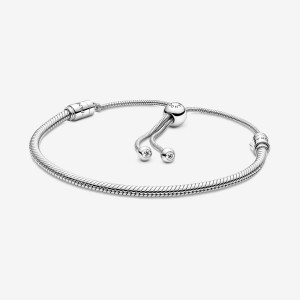 Sterling Silver Pandora Moments Snake Slider Charm Bracelets | 390-TVOUEJ