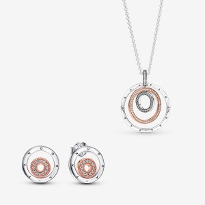 Sterling Silver Pandora Necklace & Earring Sets | 356-RCDLJS