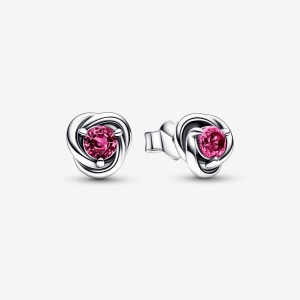 Sterling Silver Pandora October Pink Eternity Circles Stud Earrings | 985-QKMAIS