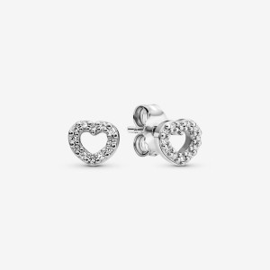 Sterling Silver Pandora Open Hearts Stud Earrings | 421-ZABUJW