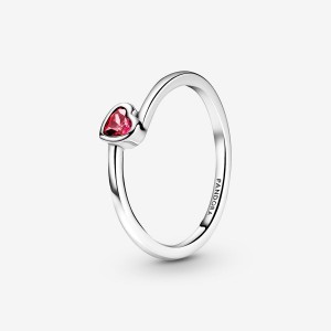 Sterling Silver Pandora Red Tilted Solitaire Heart & Promise Rings | 018-QMXFWR