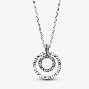 Sterling Silver Pandora Signature Pavé & Beads Pendant Necklaces | 209-HPAGYZ