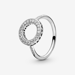 Sterling Silver Pandora Sparkling Halo Halo & Solitaire Rings | 150-ITOKHR