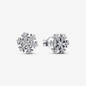 Sterling Silver Pandora Sparkling Snowflakes Stud Earrings | 194-PYIERC