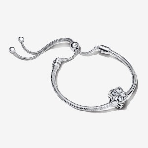 Sterling Silver Pandora Sparkling Snowflake Sliding Set Charm Bracelets | 503-DHZANW