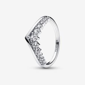 Sterling Silver Pandora Timeless Wish Floating Pavé Stackable Rings | 940-UZDIBT