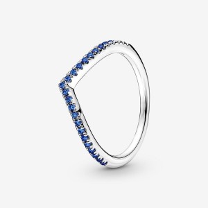 Sterling Silver Pandora Timeless Wish Sparkling Blue Stackable Rings | 860-WPUZBR
