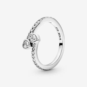 Sterling Silver Pandora Two Sparklings Heart & Promise Rings | 312-EXFTRN