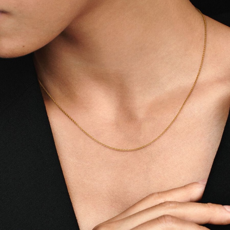 Gold Pandora Classic Anchor Chain Necklaces | 572-XHUTBO