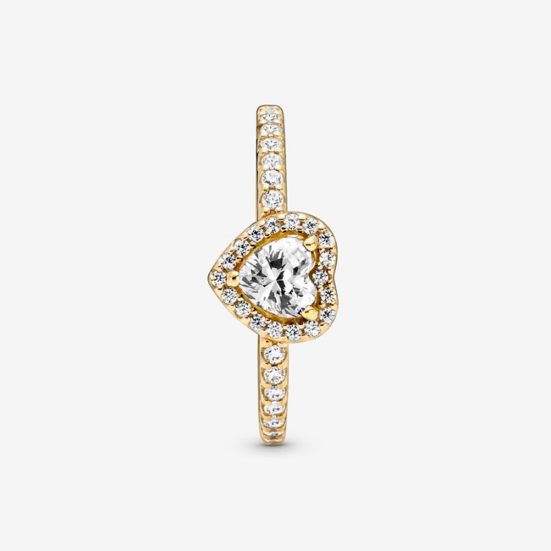 Gold Pandora Elevated Halo & Solitaire Rings | 578-FQBPHL