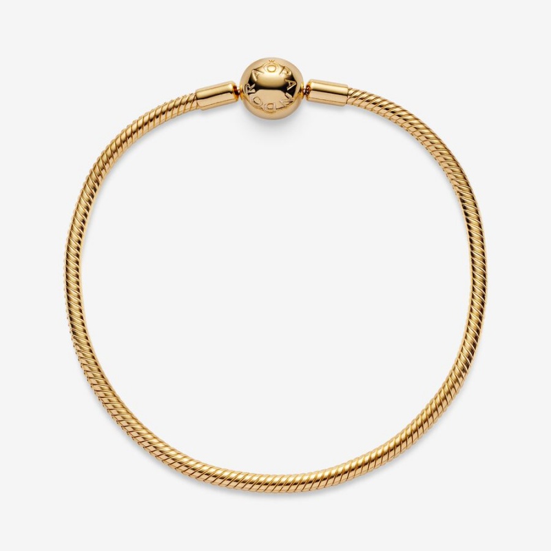 Gold Plated Pandora Moments Snake Charm Bracelets | 917-BHYLMT