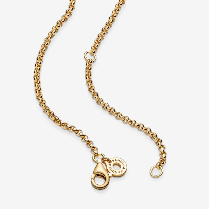 Gold Plated Pandora Rolo Chain Necklaces | 012-RTSEDX