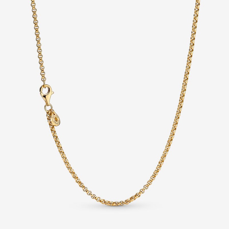Gold Plated Pandora Rolo Chain Necklaces | 012-RTSEDX