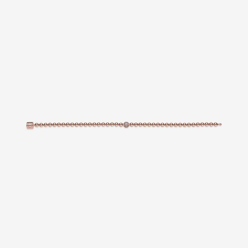 Rose Gold Plated Pandora Beads & Pavé Non-charm Bracelets | 619-JFXVPE