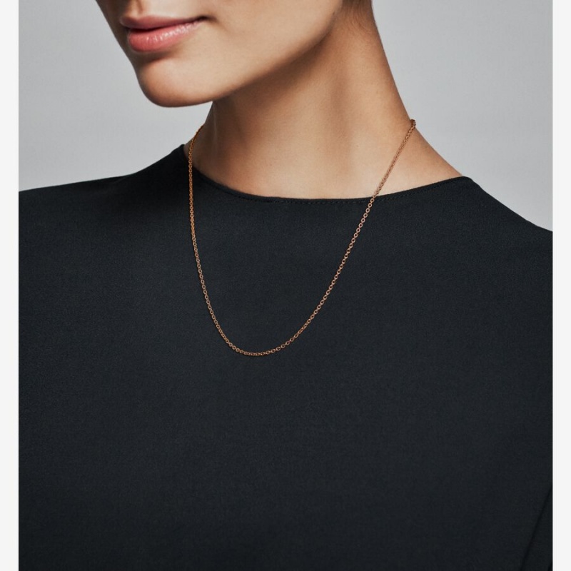 Rose Gold Plated Pandora Cable Chain Necklaces | 630-KBORJW