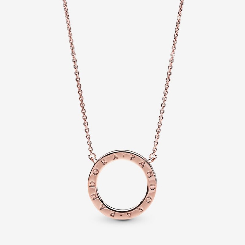 Rose Gold Plated Pandora Circle of Sparkle Chain Necklaces | 271-QDJHMF