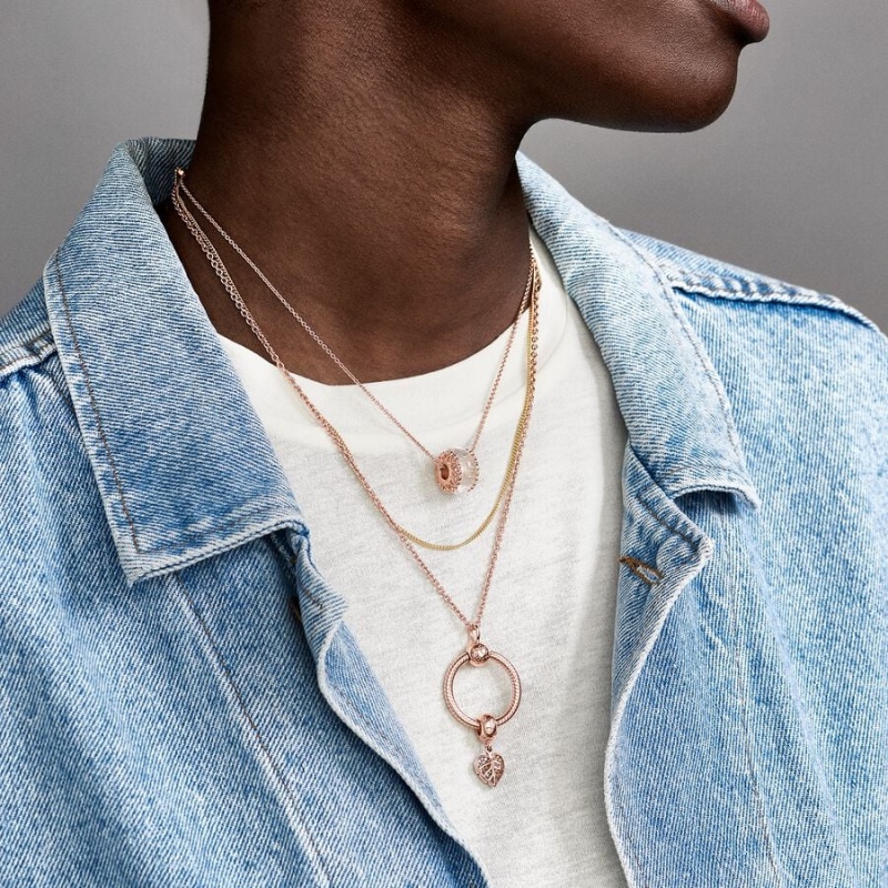 Rose Gold Plated Pandora Classic Cable Chain Necklaces | 137-CKGTEQ
