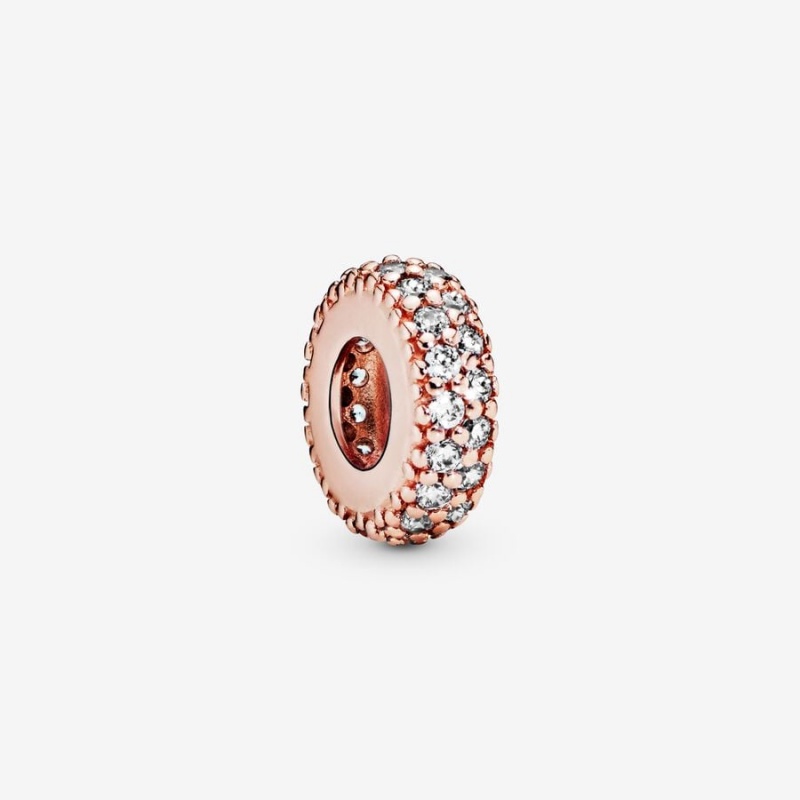 Rose Gold Plated Pandora Clear Sparkle Spacer Spacer Charms | 614-ULAJEM