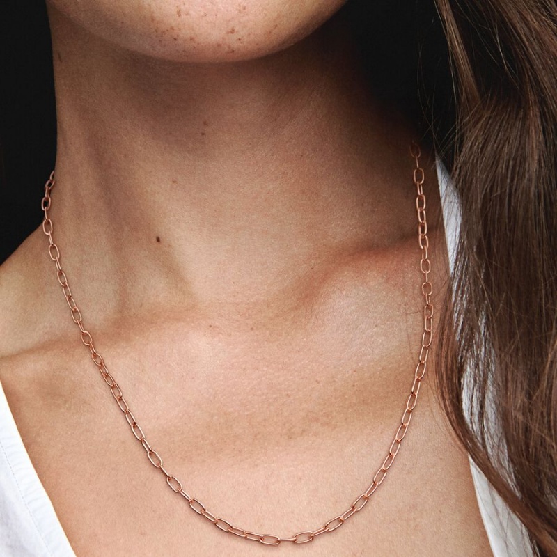 Rose Gold Plated Pandora Link Chain Necklaces | 981-DYCSFA