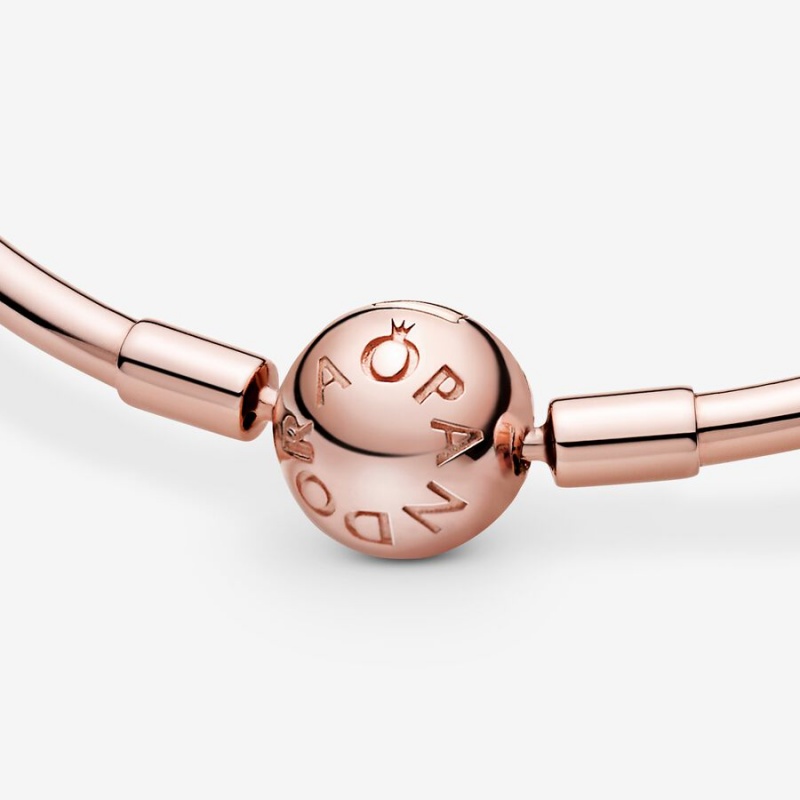 Rose Gold Plated Pandora Moments Bangle Charm Holders | 926-DKBVSP