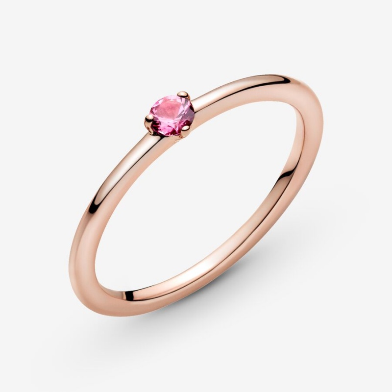 Rose Gold Plated Pandora Pink Solitaire Halo & Solitaire Rings | 937-IAFRYS