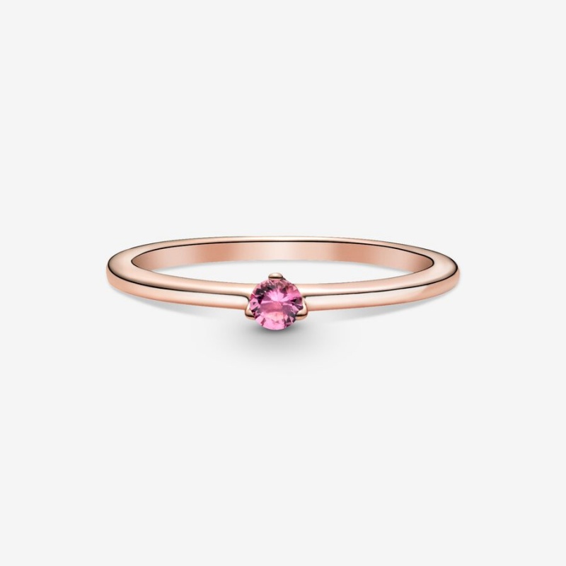 Rose Gold Plated Pandora Pink Solitaire Halo & Solitaire Rings | 937-IAFRYS