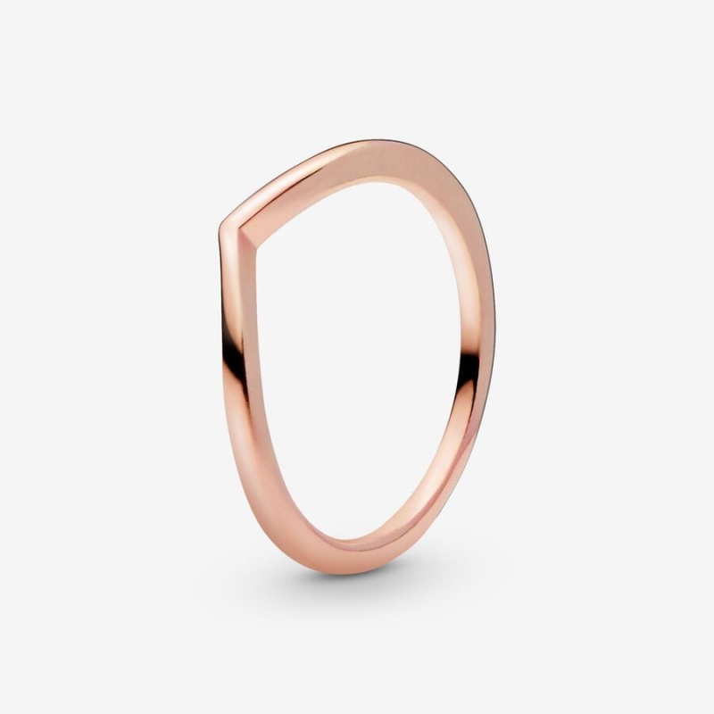 Rose Gold Plated Pandora Polished Wishbone Stackable Rings | 109-SZYEXT