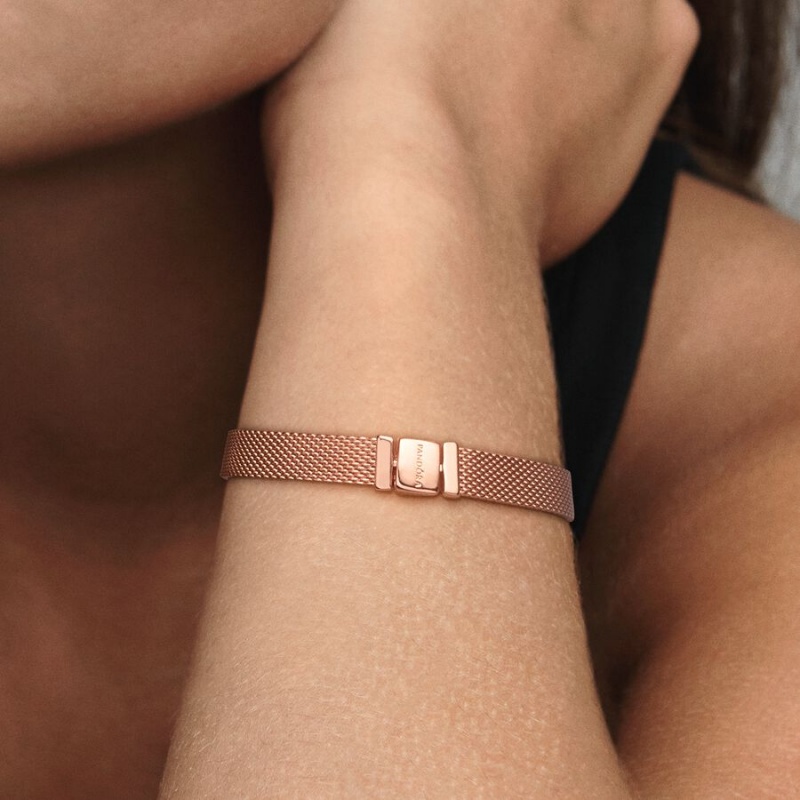 Rose Gold Plated Pandora Reflexions™ Mesh Charm Bracelets | 702-KTSPMG