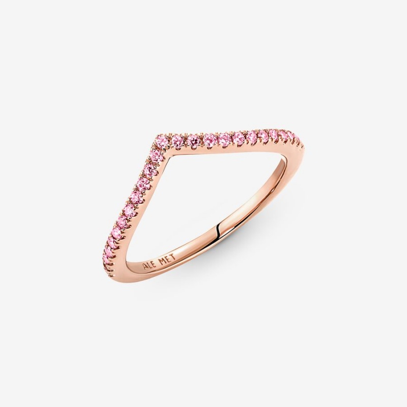 Rose Gold Plated Pandora Timeless Wish Sparkling Pink Stackable Rings | 508-RFXGDA