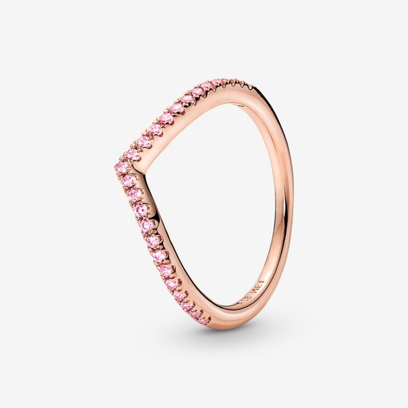 Rose Gold Plated Pandora Timeless Wish Sparkling Pink Stackable Rings | 508-RFXGDA