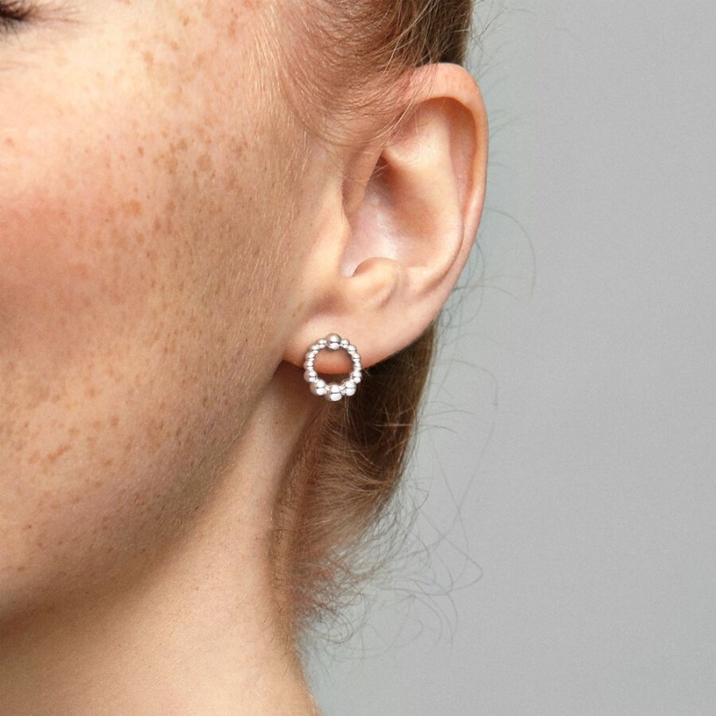 Sterling Silver Pandora Beaded Circles Stud Earrings | 835-ADSVFE