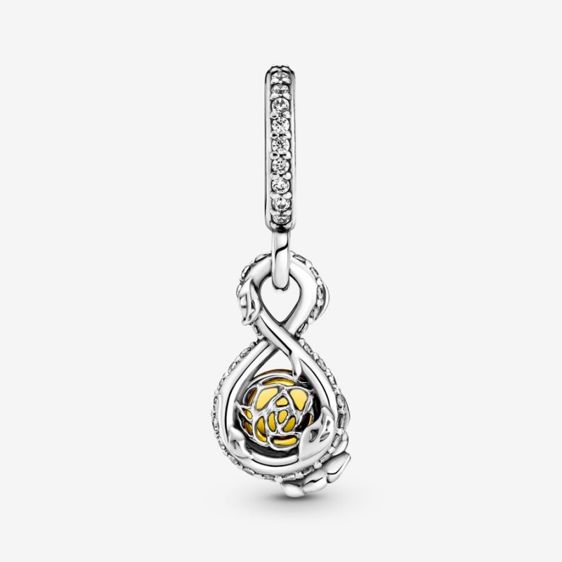 Sterling Silver Pandora Belle Infinity & Rose Flower Pendants | 732-TYNEID