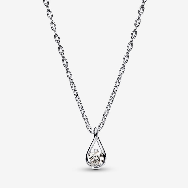 Sterling Silver Pandora Brilliance 0.15 ct tw Necklaces | 124-HRMVON