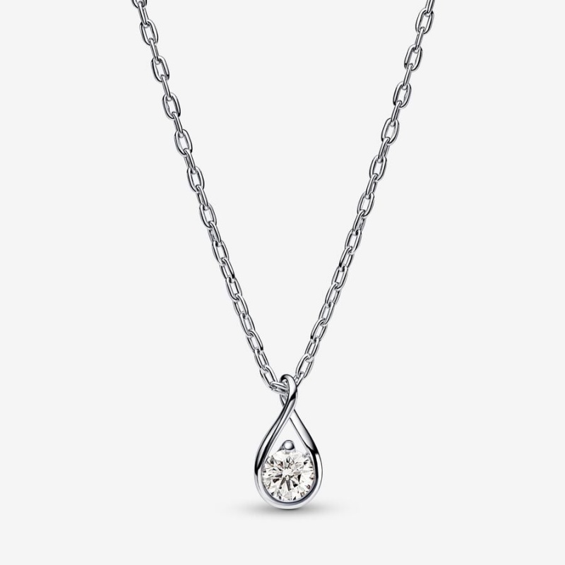 Sterling Silver Pandora Brilliance 0.25 ct tw Necklaces | 132-MVLAIO