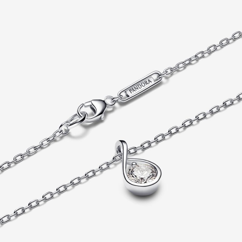 Sterling Silver Pandora Brilliance 0.50 ct tw Necklaces | 095-MKNGYA